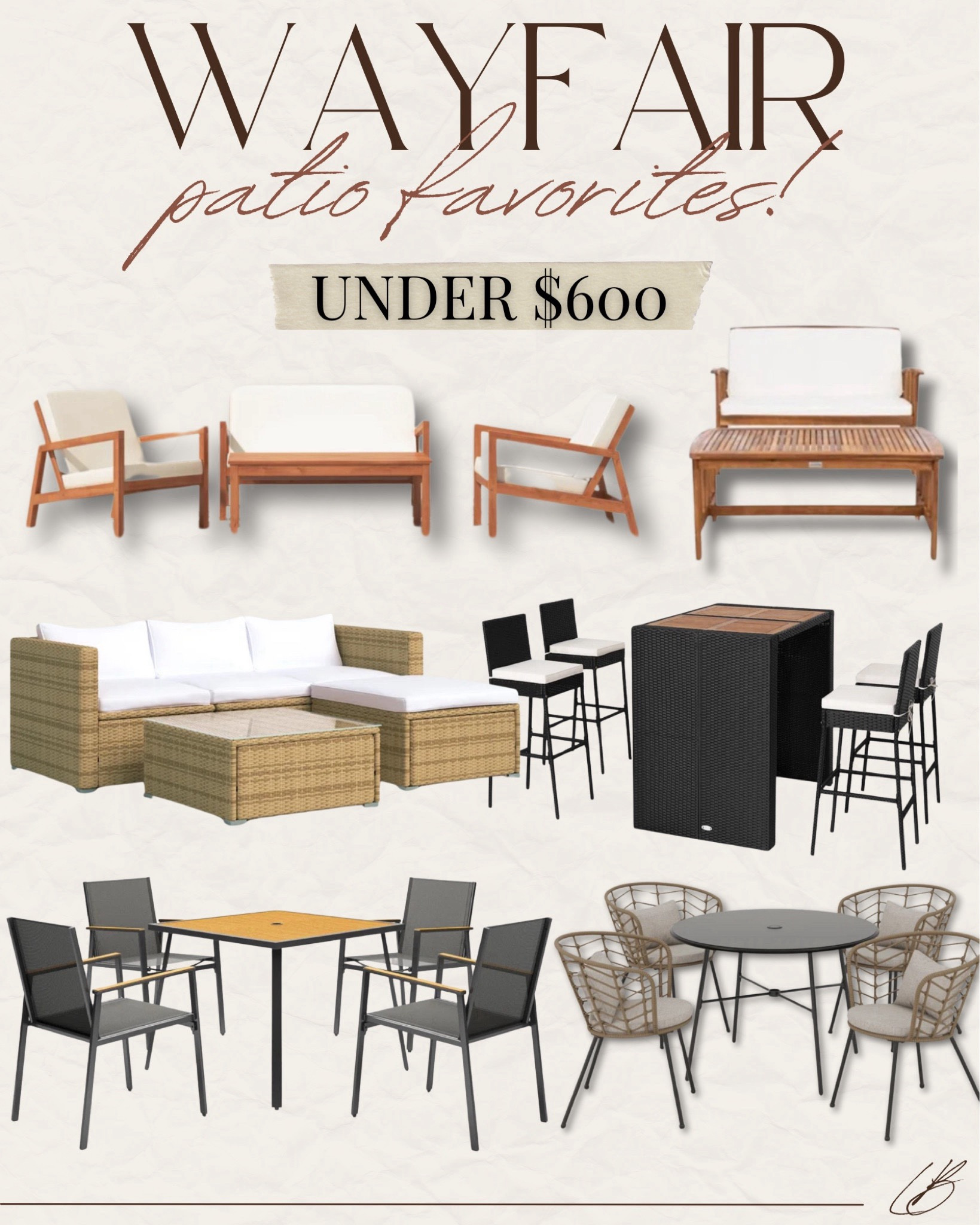 Wayfair patio furniture finds for under $600! 

#LTKSummerSales #LTKSeasonal #LTKHome