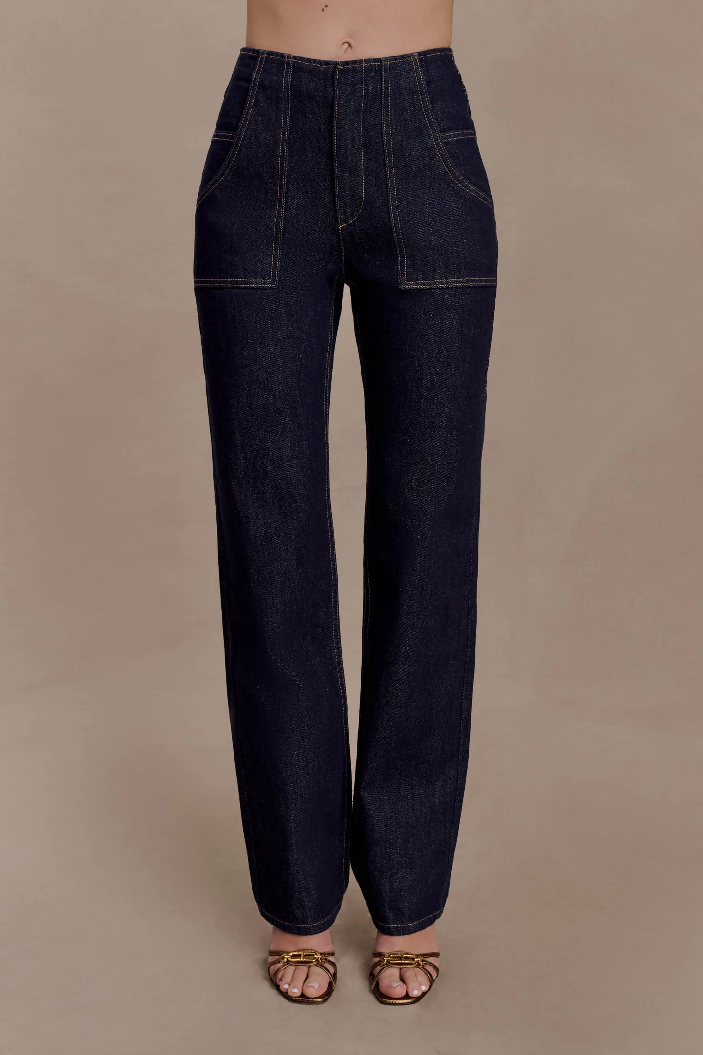 High Rise Jeans - Washed Indigo Blue | MESHKI US