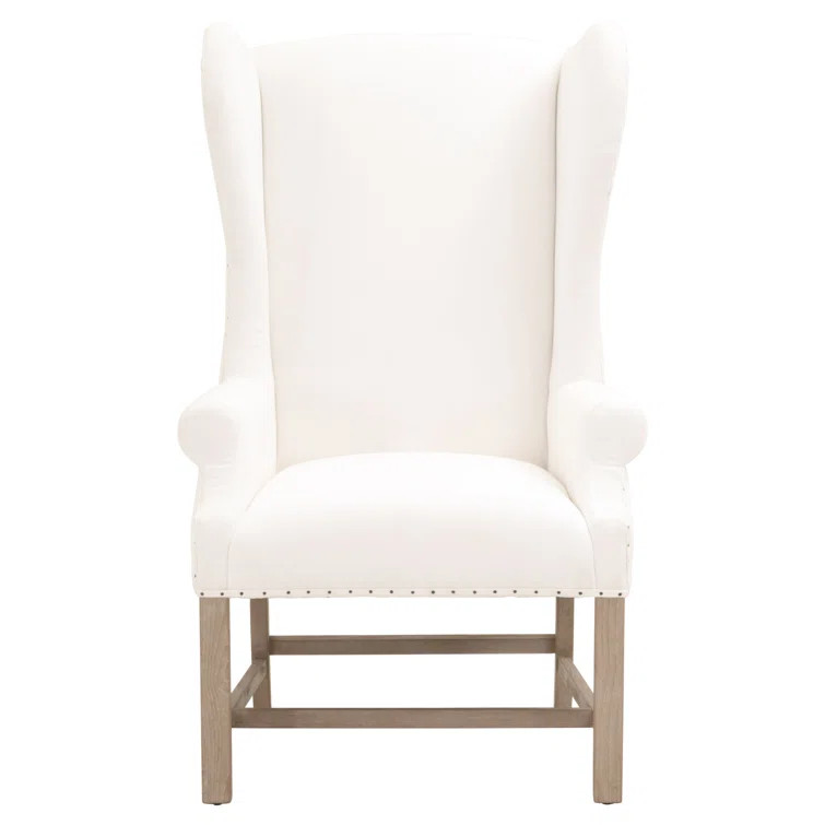 Fabric Upholstered Wingback Arm Chair in White | Wayfair Professional