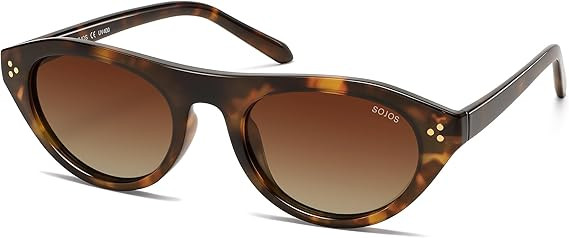SOJOS Polarized Retro Oval Cat Eye Sunglasses for Women, 90s Small Y2K Vintage TR90 Sun Glasses S... | Amazon (US)