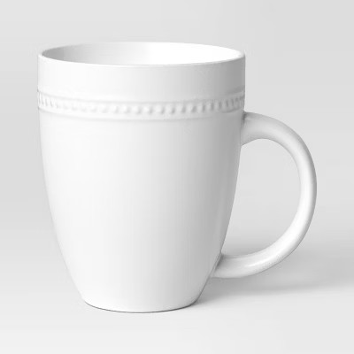 16oz Beaded Mug White - Threshold™: Porcelain Coffee Mug, Microwave & Dishwasher Safe, Beaded R... | Target
