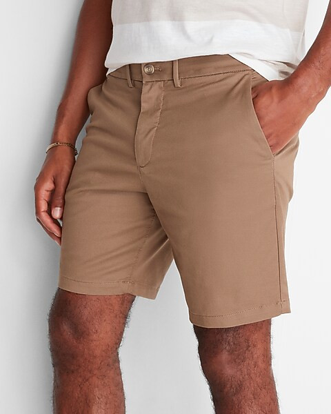Solid 8" Temp Control Hyper Stretch Chino Shorts | Express