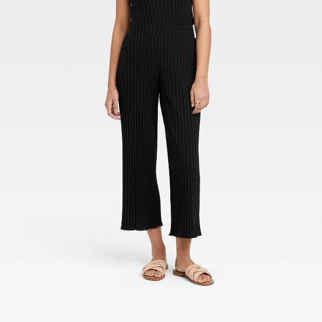 Women's High-Rise Wide Leg Ribbed Ankle Pants - A New Day™ | Target