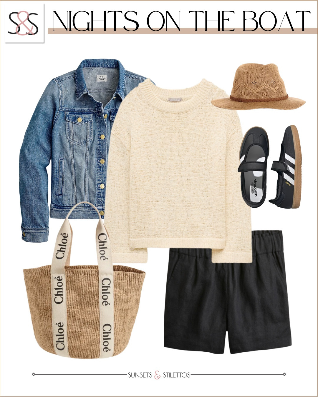 I'm packing this exact combo for every summer getaway because it works from dock to dinner.

summer boat outfit casual vacation style denim jacket linen tee woven hat black slides comfortable travel clothes resort wear

#LTKmomlife #LTKgrwm #LTKOver40