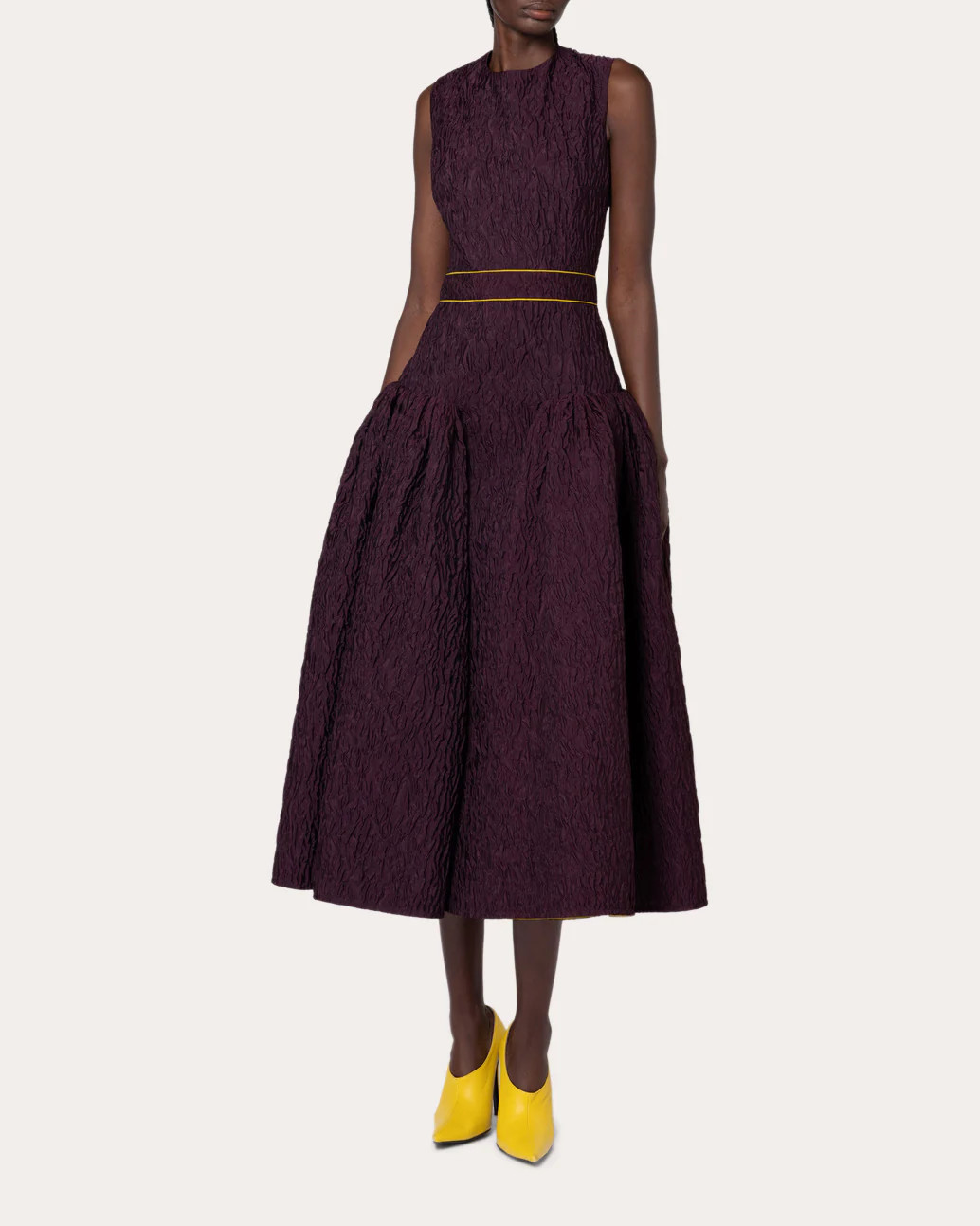 Roksanda Women's Aya Gathered Cloqué Midi Dress Polyester/Acetate/Silk | Olivela