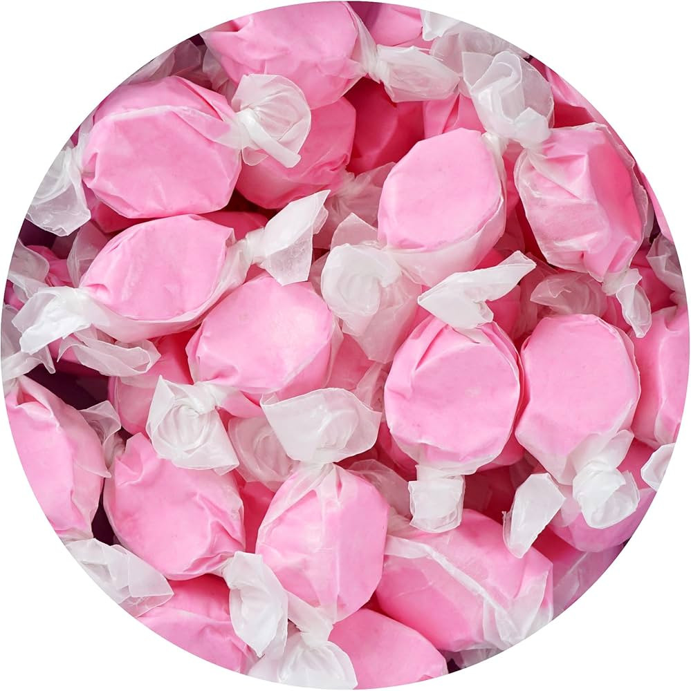 Strawberry Salt Water Taffy, 1 Pound Bulk Bag, Pink Taffy, Individually Wrapped Pink Candy | Amazon (US)