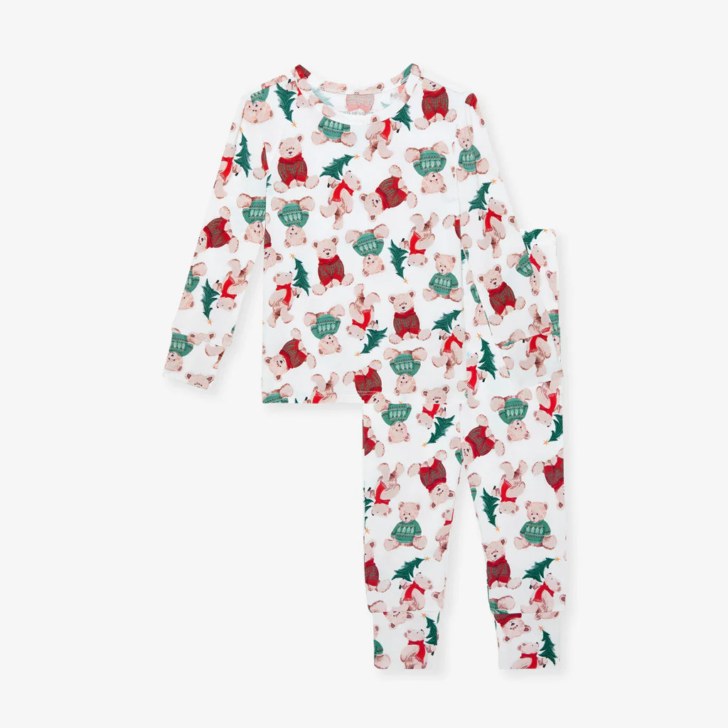 Holiday White Long Sleeve Toddler Pajamas | Lachlan | Posh Peanut