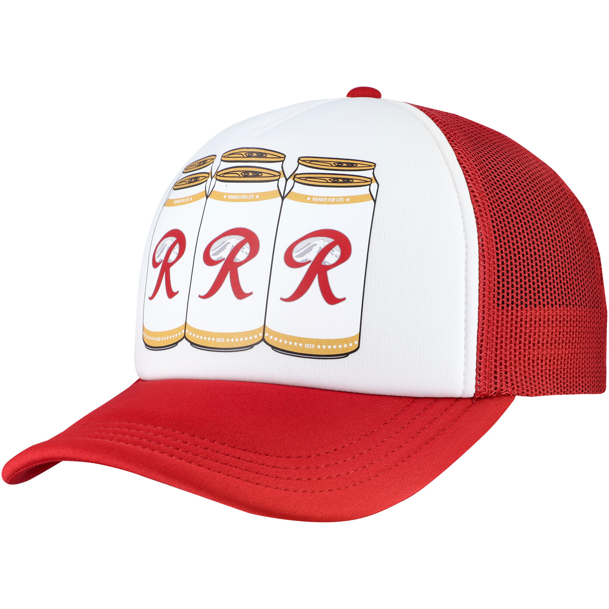Men's White/Red Rainier Cans Adjustable Trucker Hat | Fanatics