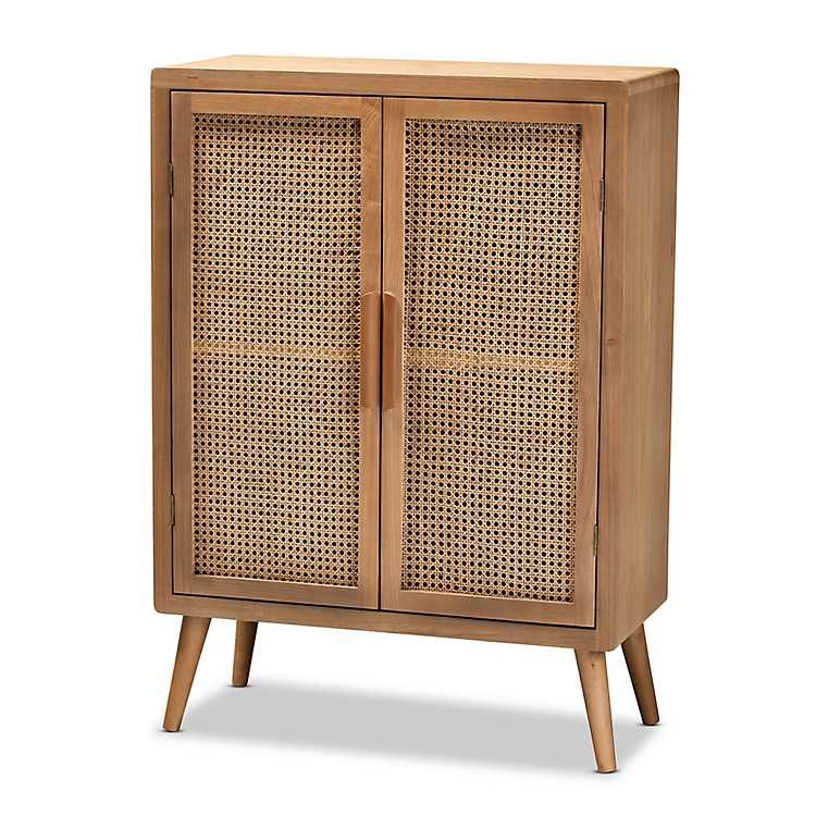Medium Oak Rattan 2-Door Cabinet | Kirkland's Home