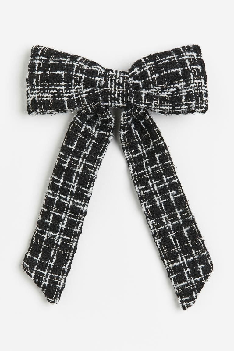 Hair Clip with Bow - Black/checked - Ladies | H&M US | H&M (US + CA)