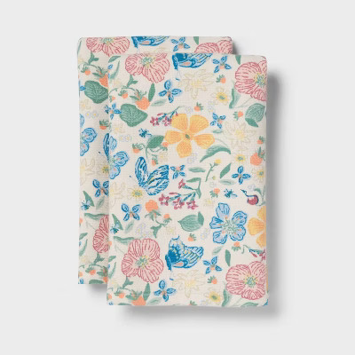 2pk Easter All Over Floral Printed Hand Towels White - Threshold™ | Target