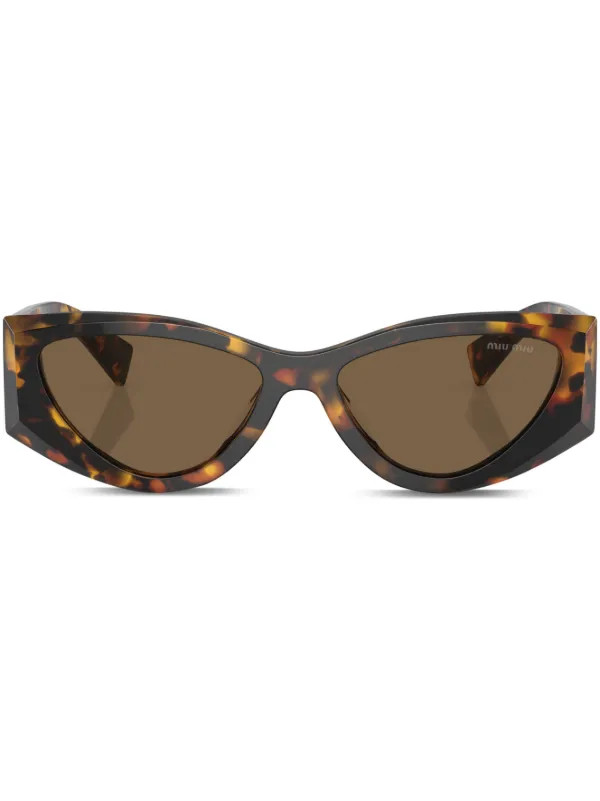 Miu Miu Eyewear tortoiseshell-effect cat-eye Frame Sunglasses - Farfetch | Farfetch Global