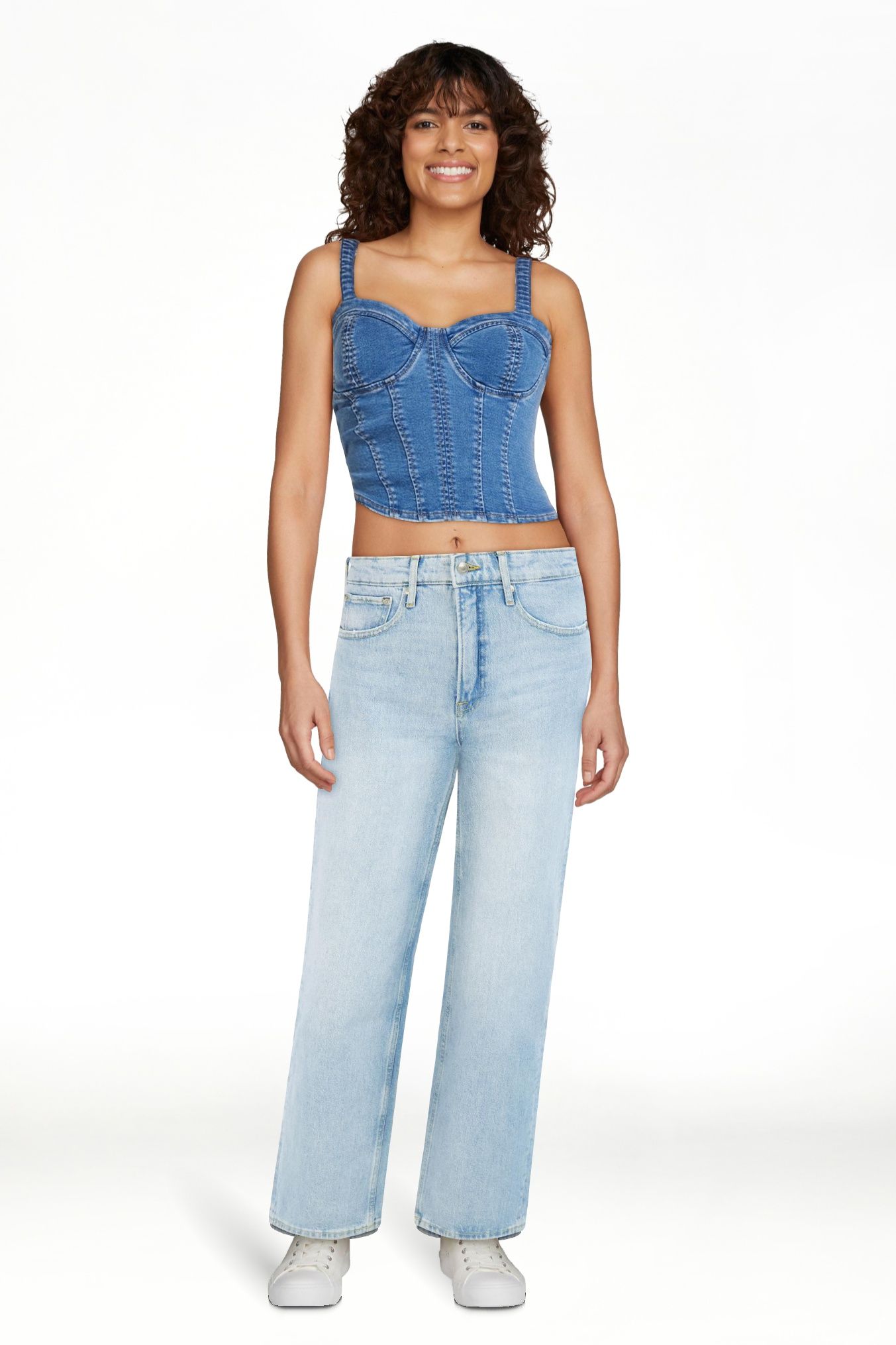 No Boundaries Denim Corset Top, Women's | Walmart (US)