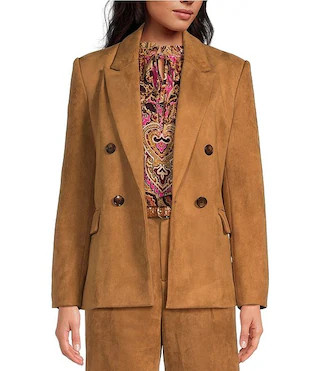 A Loves A Faux Suede Double Breasted Coordinating Blazer | Dillard's | Dillard's