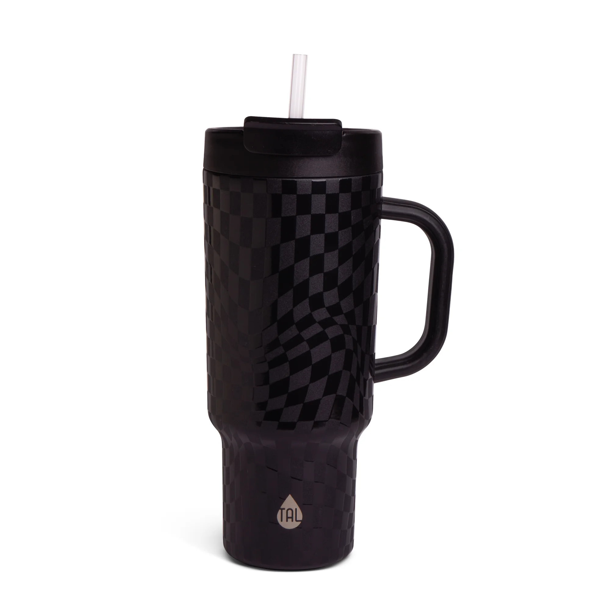 TAL Stainless Steel Hudson Tumbler with Straw 40 fl oz, Black Check | Walmart (US)