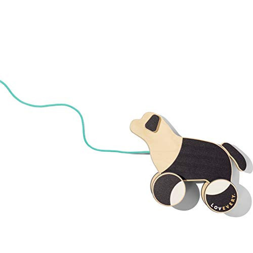 LOVEVERY |The Pull Pup | Wooden Push Pull Toy, Black/White/Natural Wood, Sustainable Toy for Toddler, Ages 18+ Months | Amazon (US)