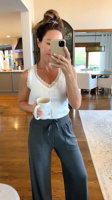 Saturday morning! ☕️
These wide leg pants work great for lounging or out and about. 
XS pants- 40% off code: kateybetsy40 💥

XS tank

#LTKover40 #LTKhome #LTKSeasonal