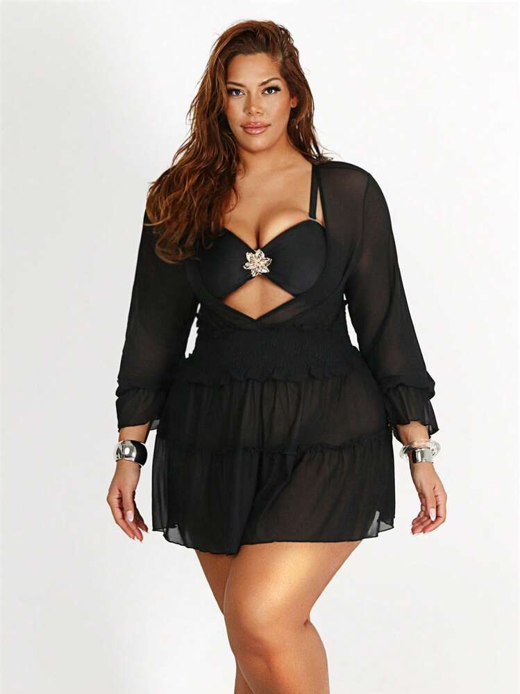 SHEIN Swim SXY Plus Size Casual Stylish Cover-Up, Suitable For Everyday Wear | SHEIN