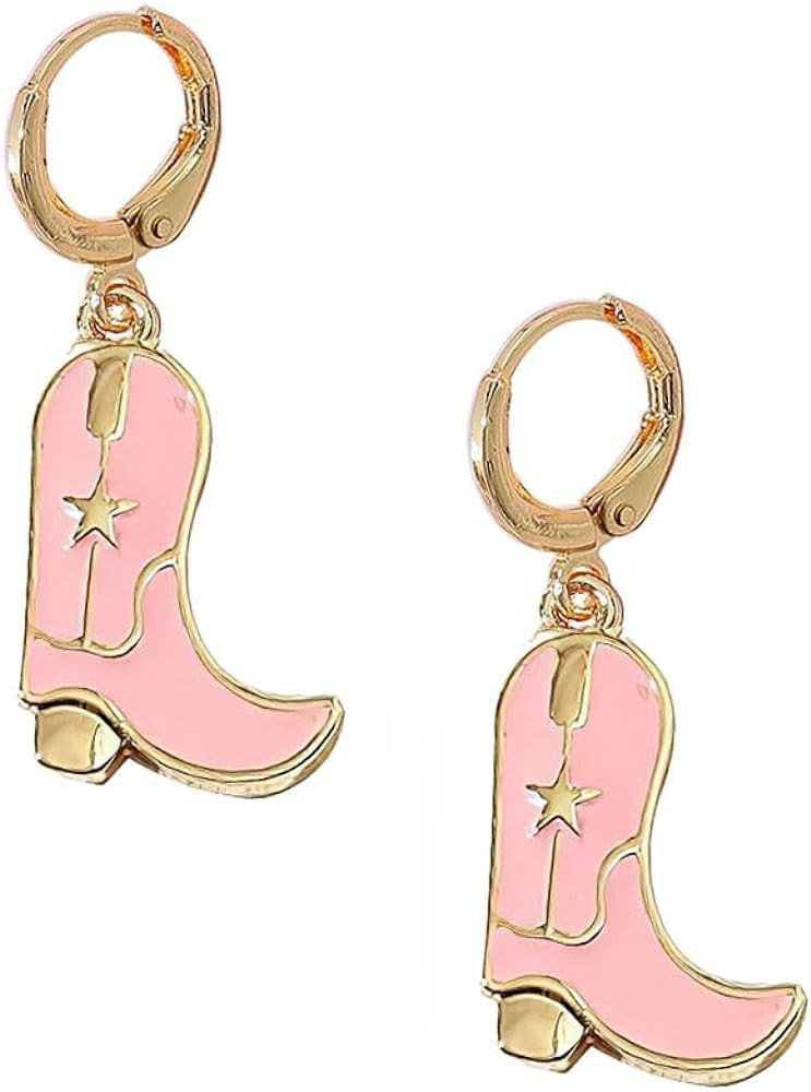 Enamel Western Cowgirl Boot Earrings Cowgboy Dangle Drop earrings | Amazon (US)