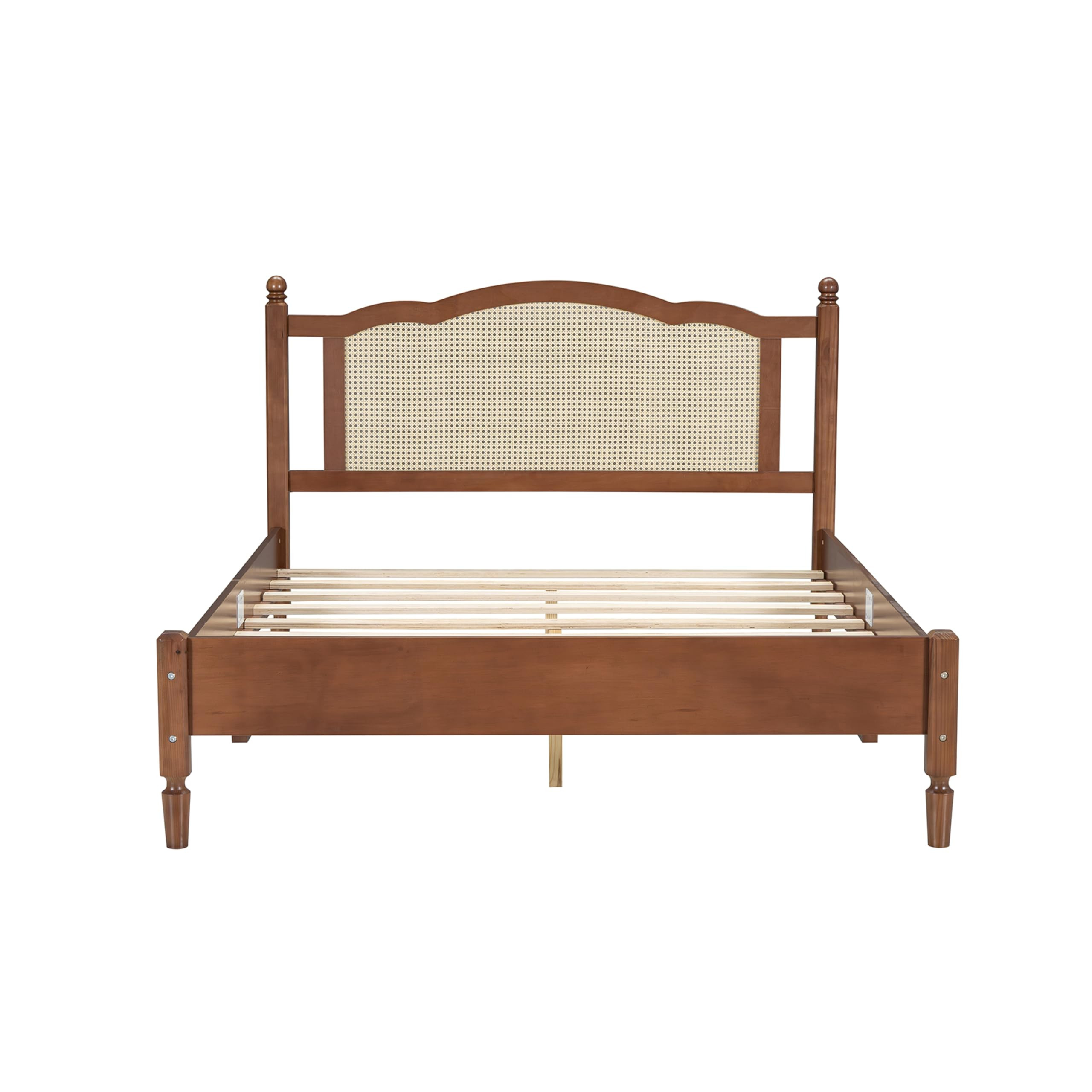 Merax Queen Bed Frame with Rattan Headboard, Vintage Farmhouse Wooden Platform Beds for Bedroom a... | Amazon (US)