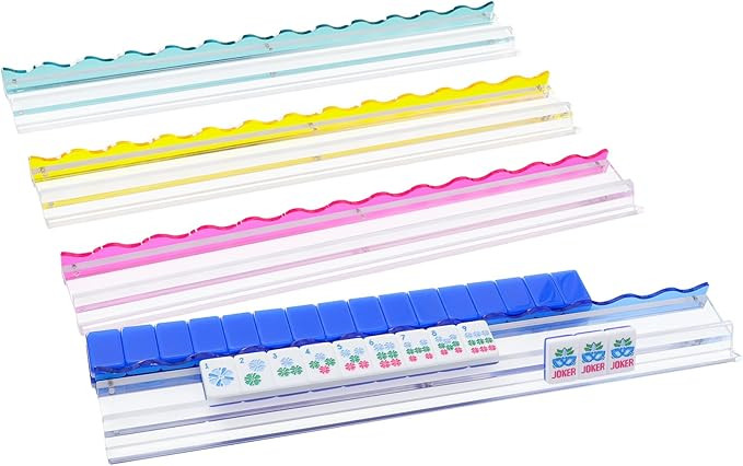 Set of 4 Clear Acrylic Mahjong Racks with Colourful Redesigned Pusher, American Mahjong Accessori... | Amazon (US)