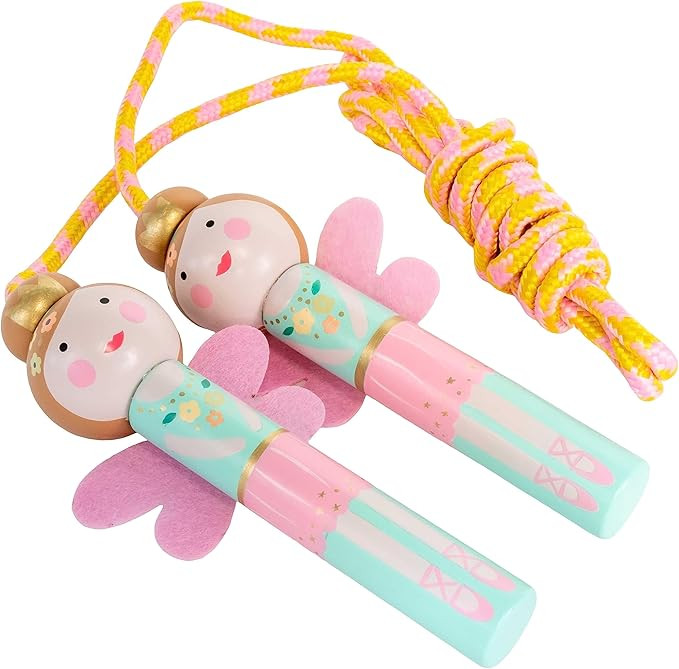 Floss & Rock Ballerina Skipping and Jumping Rope, 94.48-inch Length Cord, Multicolor, Wooden Hand... | Amazon (US)