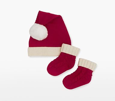 Santa Hat and Bootie Set | Pottery Barn Kids | Pottery Barn Kids