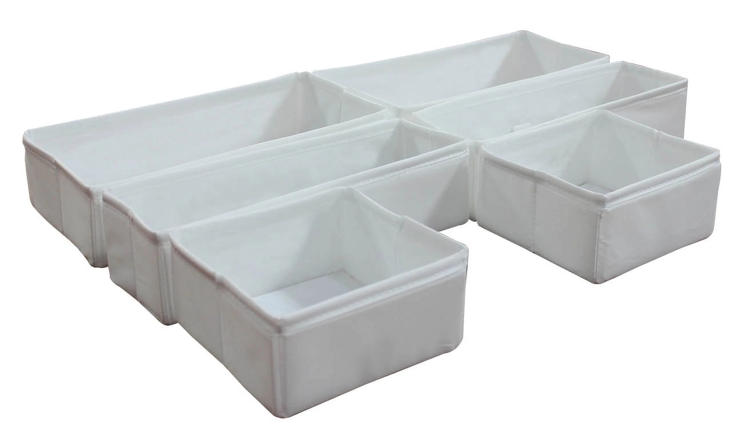 Mainstays White Fabric Drawer Organizer Set, 6 Total Bins, 3 Sizes - Walmart.com | Walmart (US)