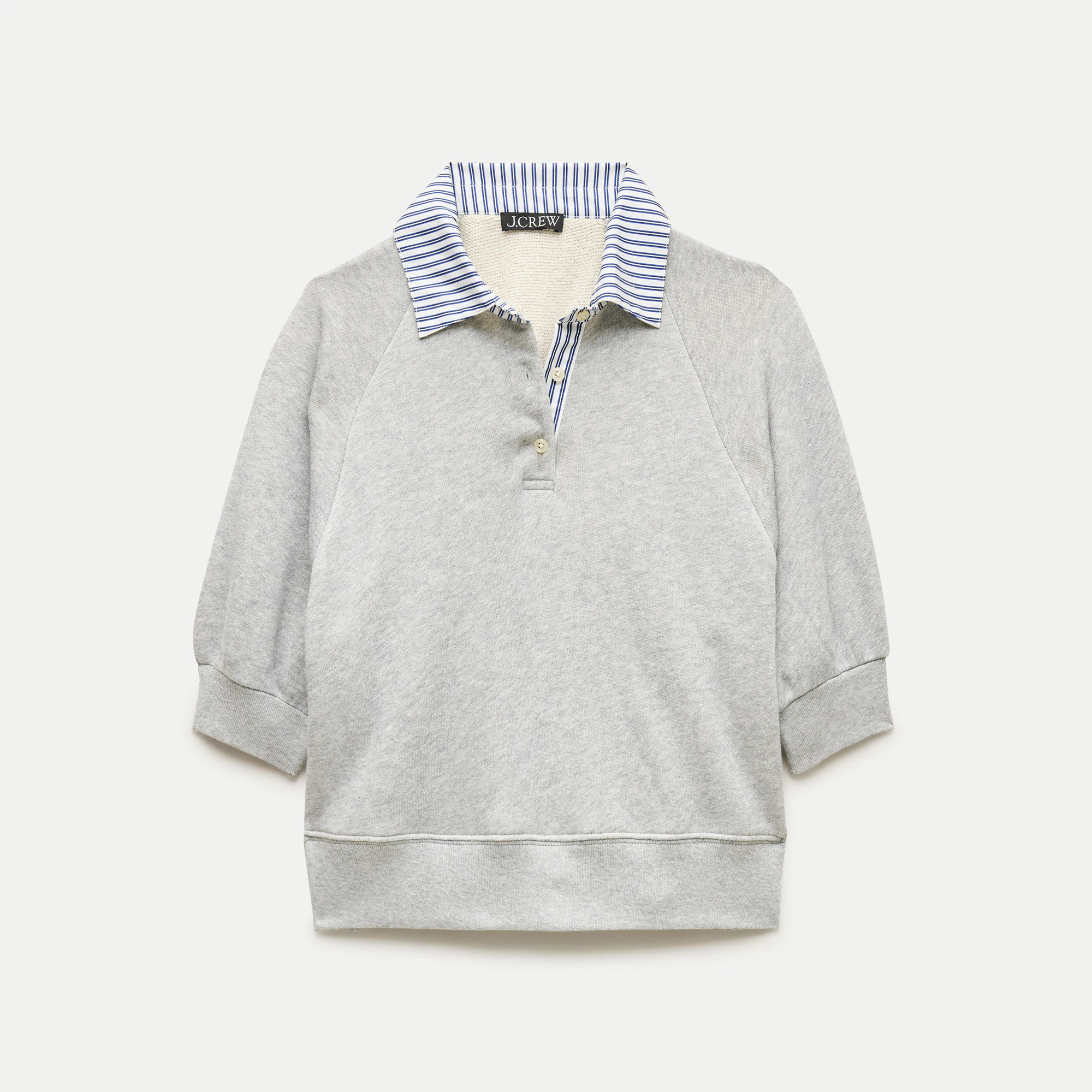 Heritage Terry sweatshirt polo with poplin collar | J. Crew US