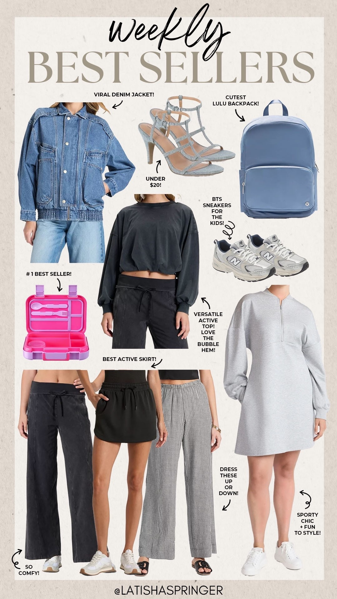 Last week’s best sellers! 

#bestsellers

Walmart active dress. Target fashion. Viral denim jacket. Walmart BTS essentials. Kids new balance sneakers. Lululemon backpack. Target matching lounge set  

#LTKStyleTip #LTKSeasonal #LTKFindsUnder100