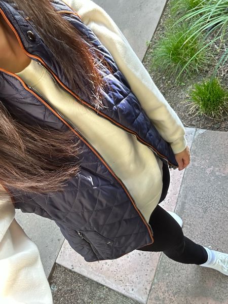 Hiking outfit: Amazon Fashion quilted vest, Fabletics crewneck sweater, Fabletics leggings, ShoeDazzle Easton lace up sneakers, Dareth Colburn Designs blake cz studs, Amazon Fashion retro oval sunglasses 

#LTKfit #LTKtravel #LTKFind