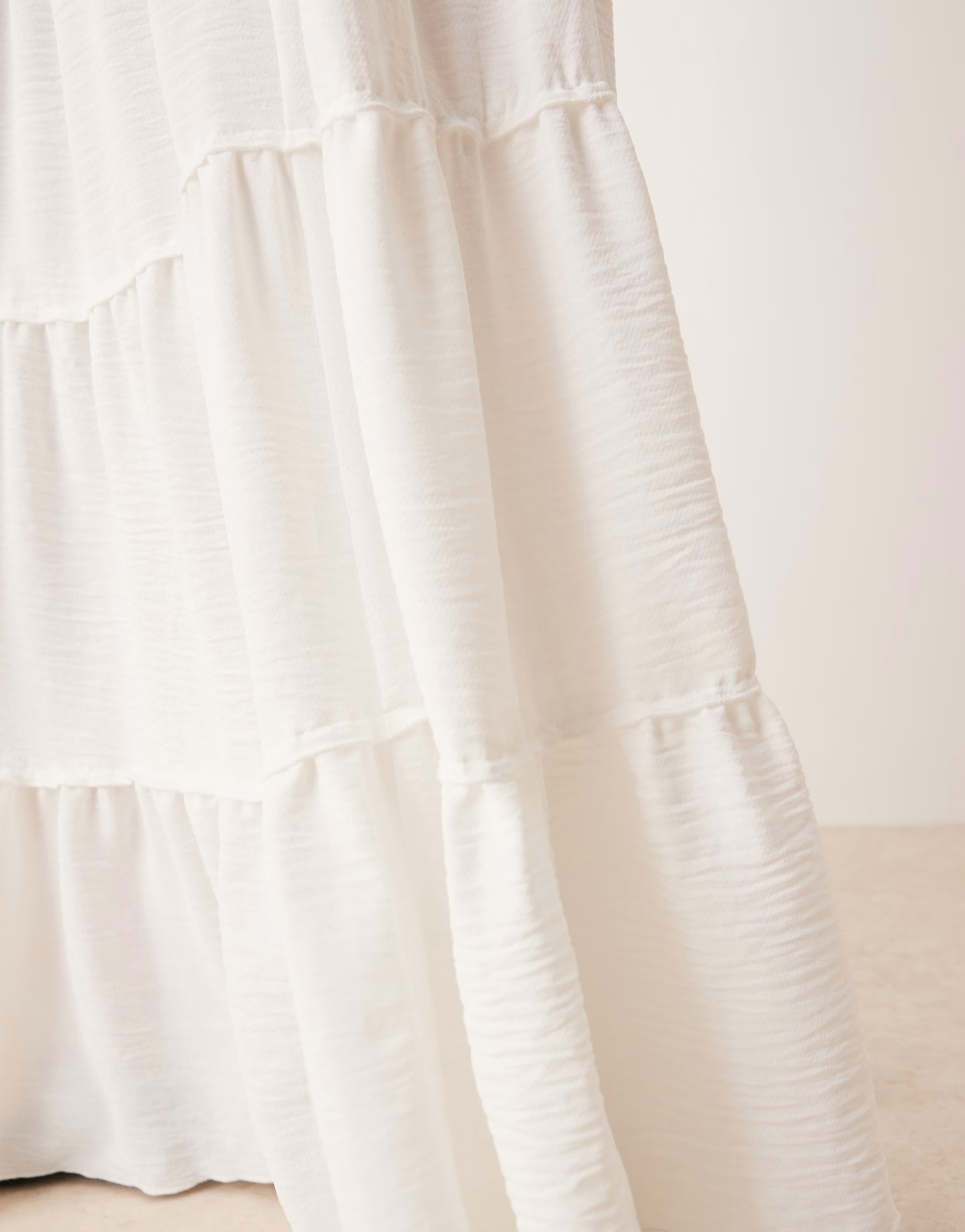 ASOS DESIGN tiered ruched detail co-ord maxi skirt in white | ASOS (Global)