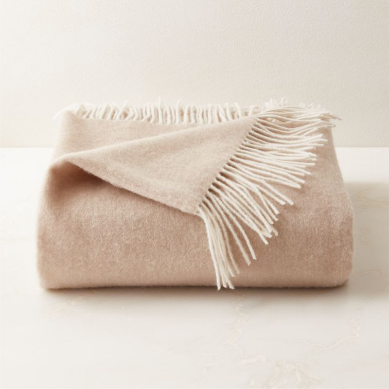Bay Neutral Wool Throw Blanket with Fringe + Reviews | CB2 | CB2