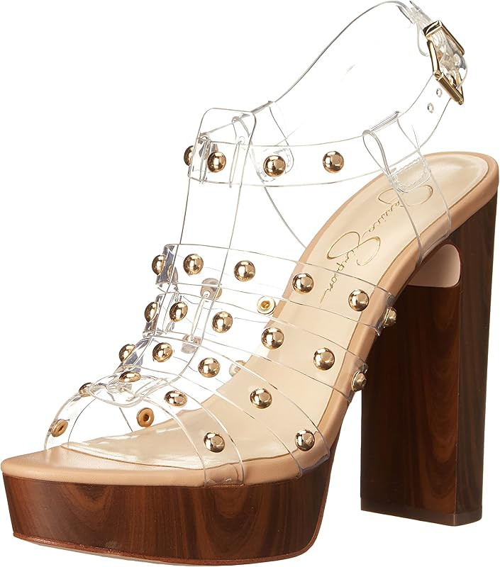 Amazon.com | Jessica Simpson Rienne Women's Caged Platform Gladiator Heel Sandal Clear 8 | Pumps | Amazon (US)