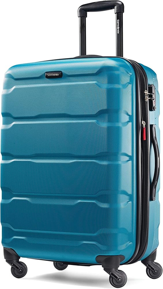 Samsonite Omni PC Hardside Expandable Luggage with Spinner Wheels, Checked-Medium 24-Inch, Caribb... | Amazon (US)