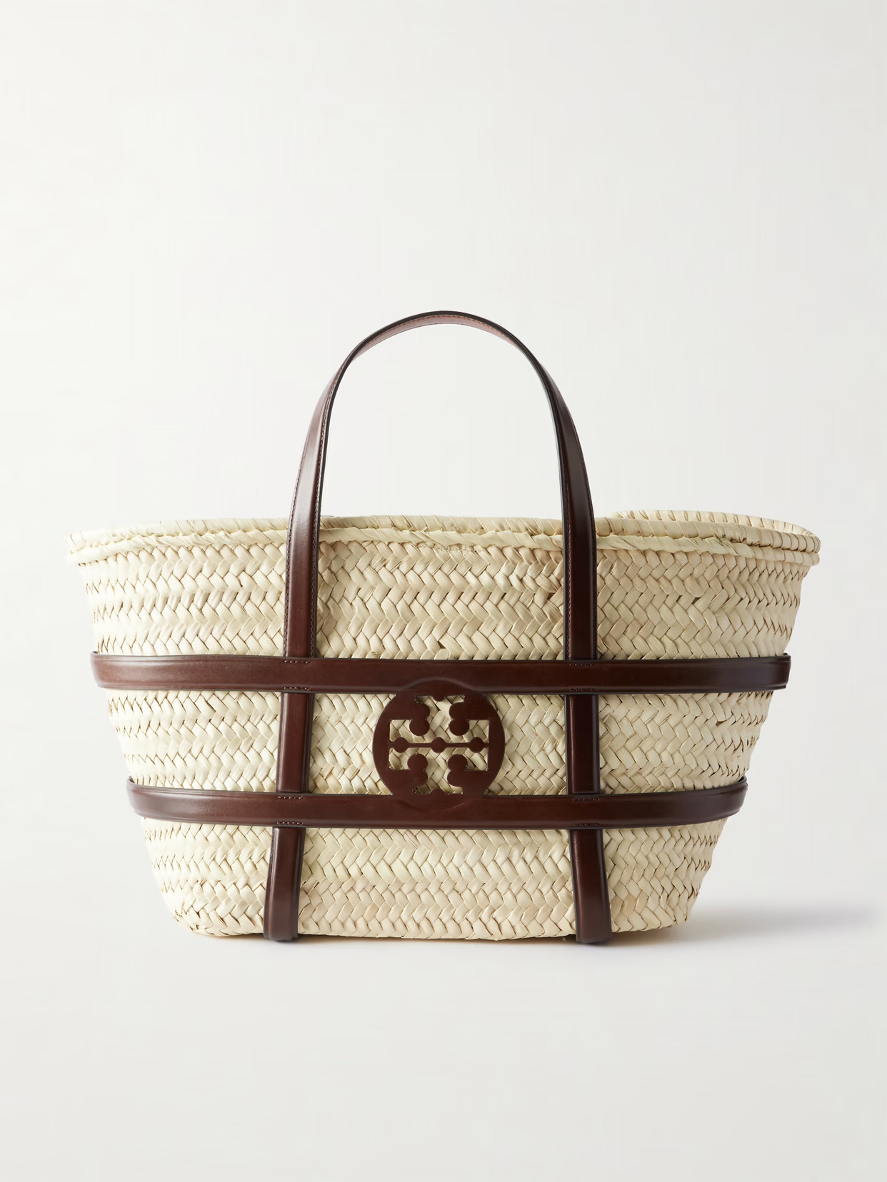 Tory Burch - Ella Leather-trimmed Woven Straw Tote - Neutrals | NET-A-PORTER (US)