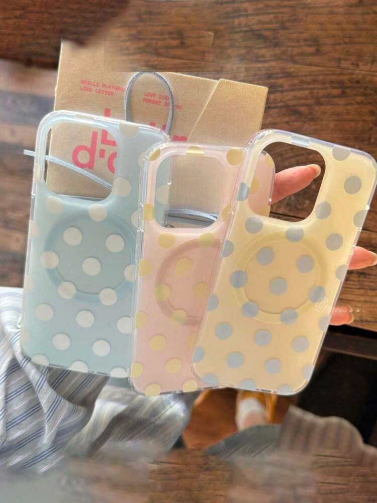 Cute Candy Color Polka Dot Magnetic Wireless Charging Phone Case, Compatible With IPhone 17 Pro Max 16 15 14 13 12 Pro Max 14 15 16 Plus 11, High-Quality Minimalist Protective Frame | SHEIN