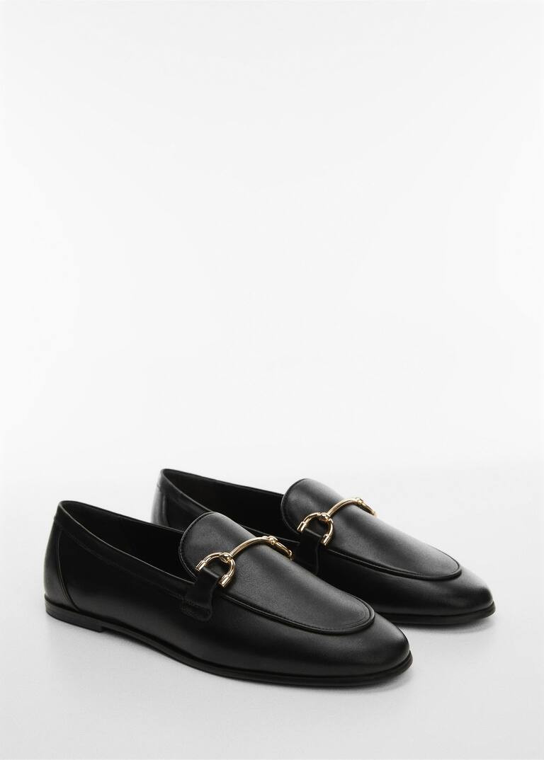 Leather moccasins with metallic detail -  Women | Mango United Kingdom | MANGO (UK)