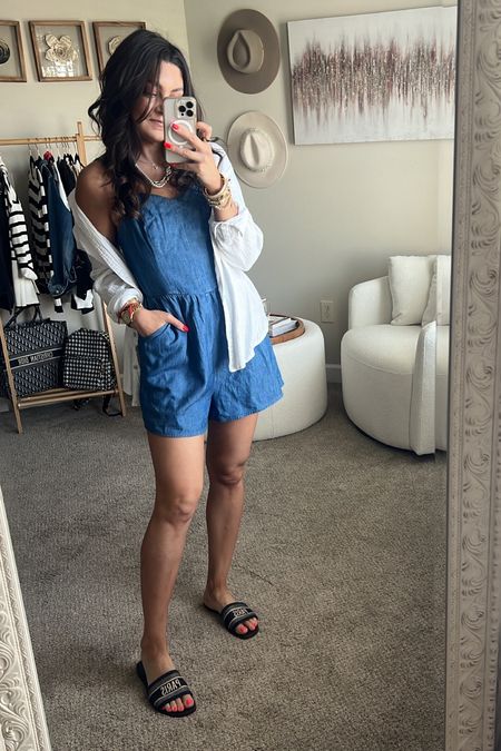 Outfit of the day. Denim romper!
