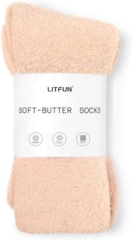 Litfun Fuzzy Socks for Women Cozy Fluffy Winter Warm Sleep Socks Super Comfy and Soft | Amazon (US)