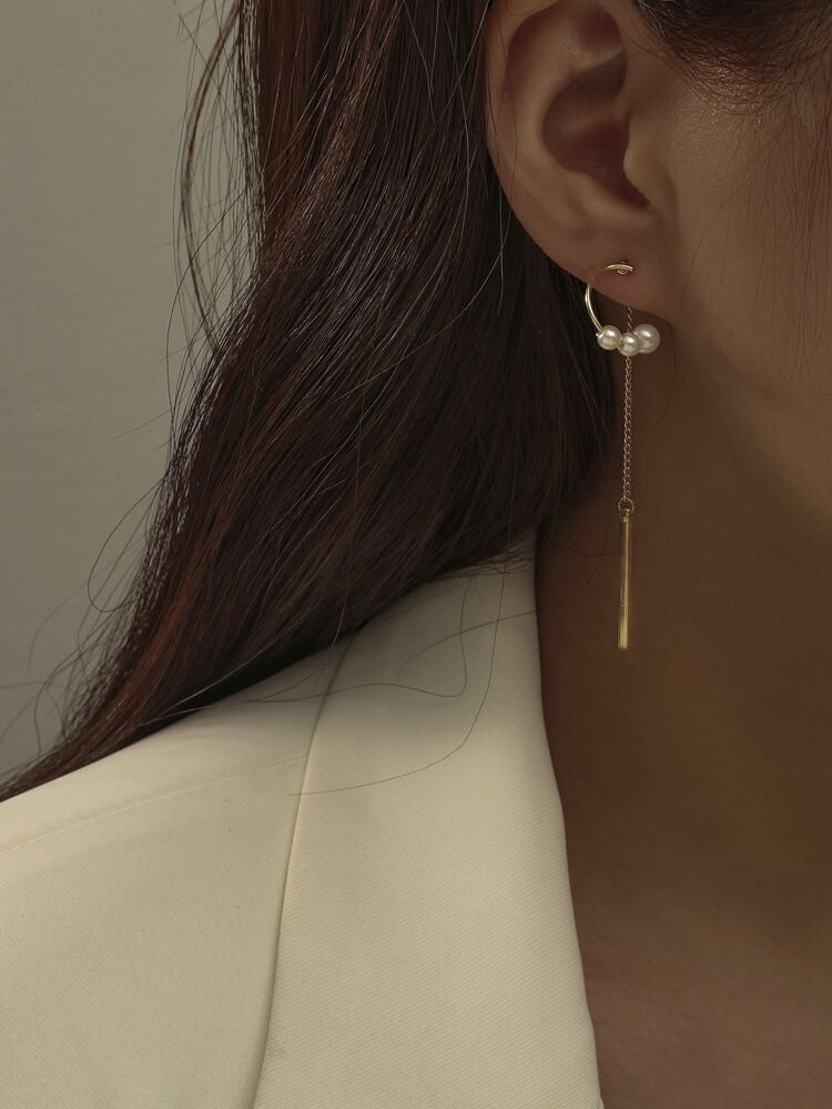 Faux Pearl & Geometric Decor Earrings | SHEIN