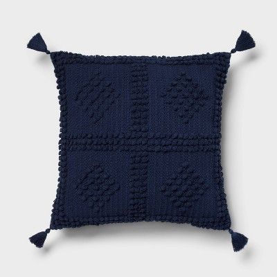 Square Textured Throw Pillow Navy - Threshold™ | Target