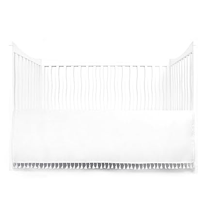 Tadpoles Microfiber Crib Skirt with Tassel, White | Amazon (US)