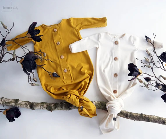 Organic Baby Boy Girl Knotted Sleeping Bag | Newborn Knotted Sleep Gown | Baby Sleeper | Homecomi... | Etsy (US)