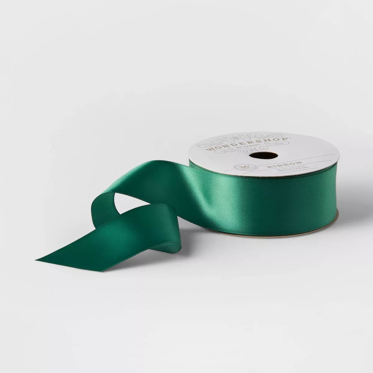 1.5" Satin Fabric Ribbon Deep Green 36ft - Wondershop™ | Target
