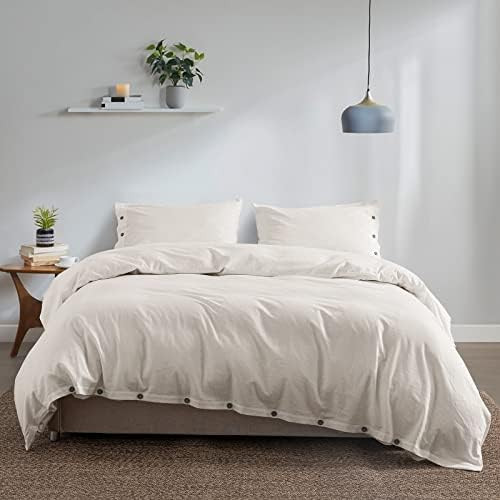 GHUIPRO Linen Cotton Blend Duvet Cover Queen, Natural Flax Bedding Soft Breathable Comforter Cover S | Amazon (US)