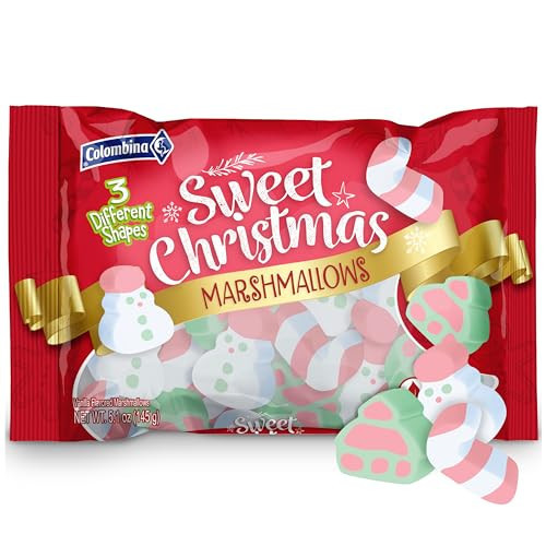Colombina Sweet Christmas Marshmallows, Soft, Assorted Vanilla Bean Marshmallows, Christmas Trees, Candy Canes, and Santas, 5.1oz (Pack of 1) | Amazon (US)