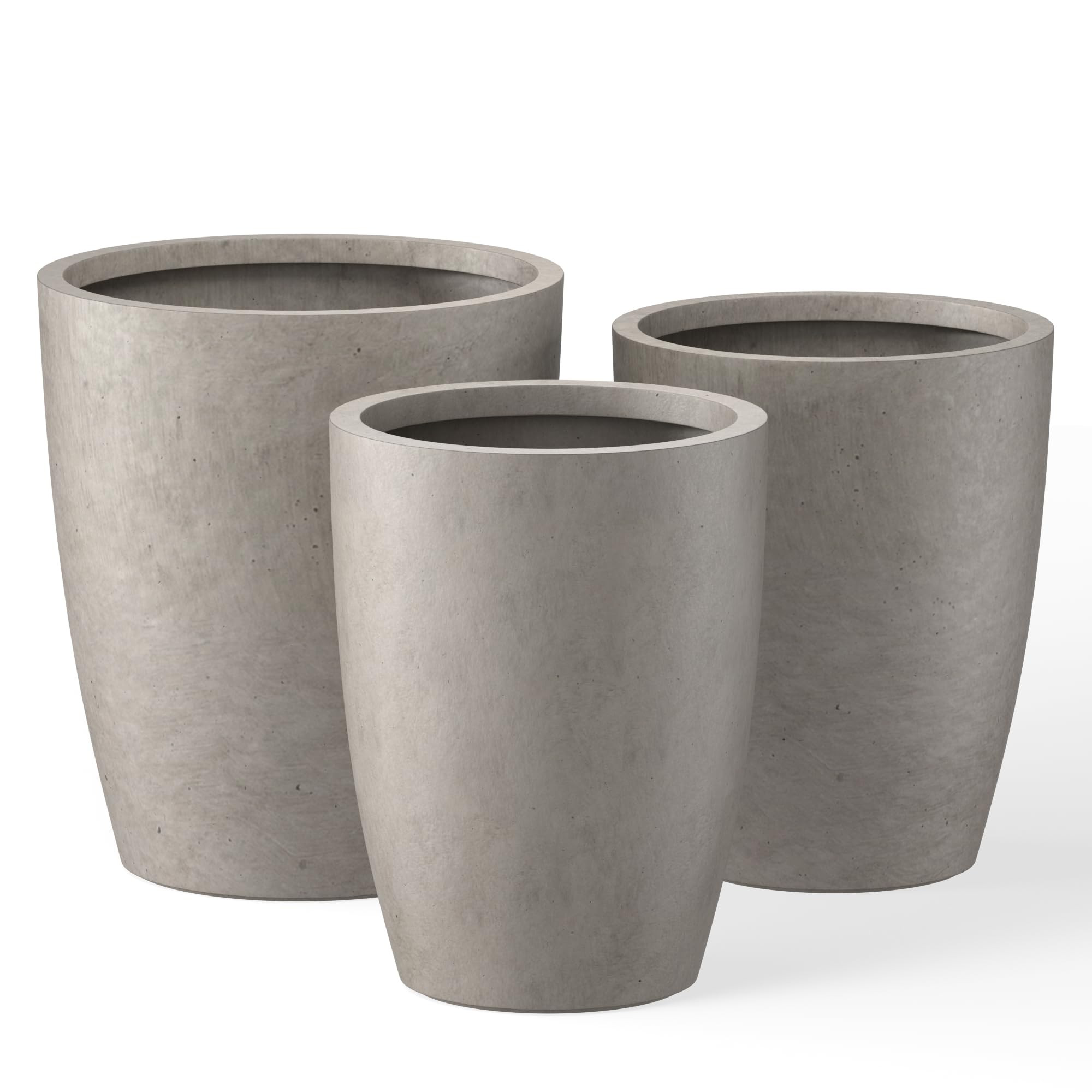 Kante 18.1",20.5",22.4" H Tall Round Concrete Planters Set of 3, Outdoor Indoor Modern Decorative... | Amazon (US)