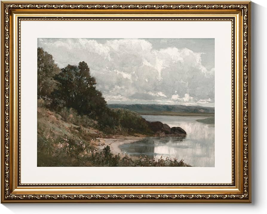 ARPEOTCY Vintage Gold Framed Wall Art, Retro Seaside Landscape Paintings, Canvas Prints Pictures ... | Amazon (US)