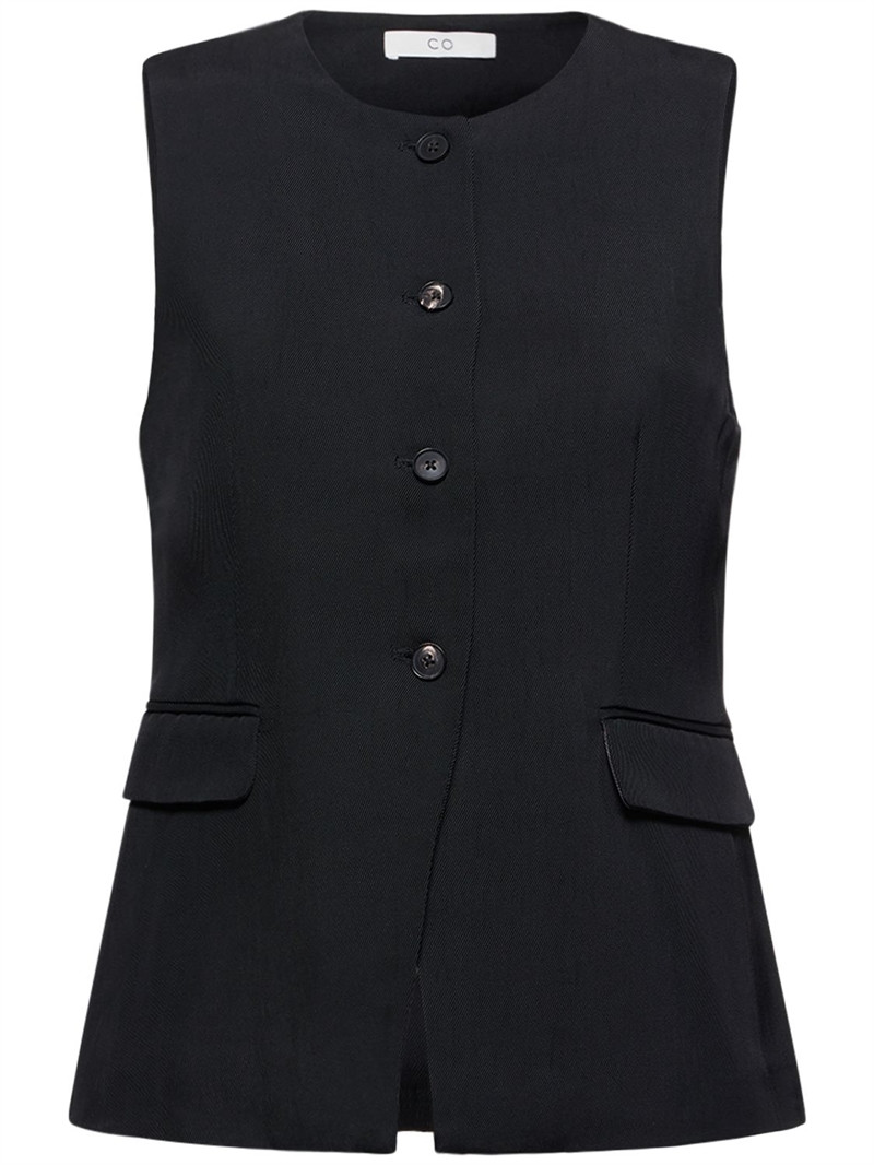 Viscose twill button down vest | Luisaviaroma
